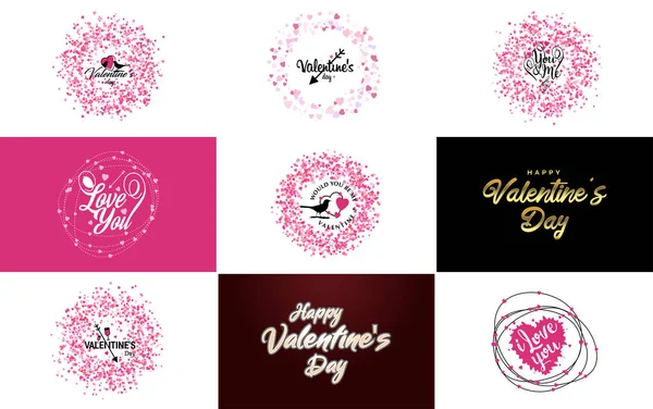 Типография Сердечным Венком Цветовой Гаммой Дню Святого Валентина — стоковый вектор