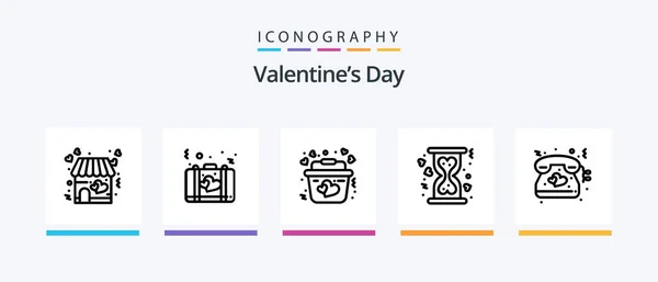Valentijnsdag Line Pictogram Pack Inclusief Verband Valentijn Ondergoed Romantiek Valentijn — Stockvector