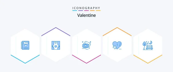 Valentine Blue Icon Pack Including Night Hospital Romance Health Care — Vettoriale Stock