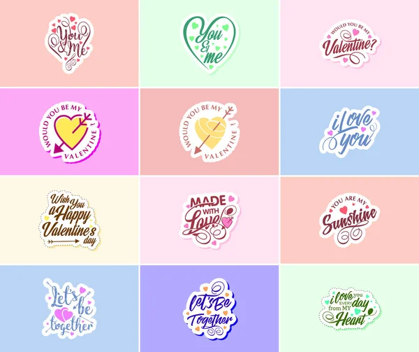 Love Air Valentine Day Typography Graphic Design Stickers — Vector de stock