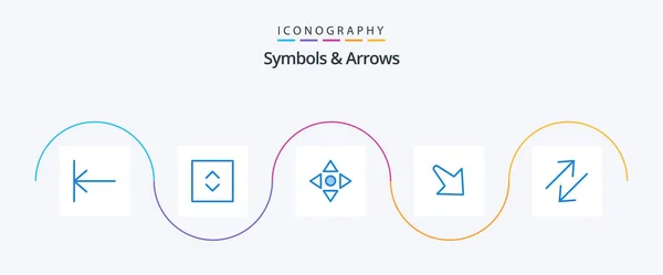 Symbols Arrows Blue Icon Pack Including Navigate Scale Arrow — Vector de stock