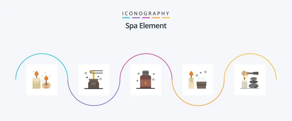 Spa Element Flat Icon Pack Incluyendo Spa Vela Spa Spa — Archivo Imágenes Vectoriales