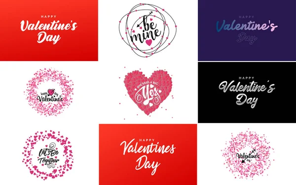 Happy Valentine Day Typography Poster Handwritten Calligraphy Text Isolated White — Vettoriale Stock