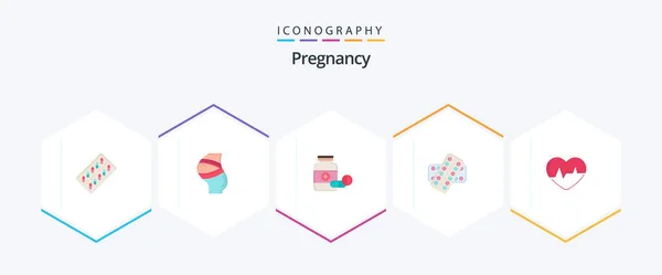 Pregnancy Flat Icon Pack Including Tablet Capsule Pregnancy Pill — Stockvector