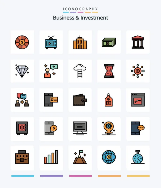 Creative Business Investment Line Filled Icon Pack Diamond Bank User — 스톡 벡터