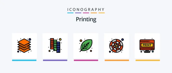 Printing Line Filled Icon Pack Including Color Color Wheel Extension — ストックベクタ