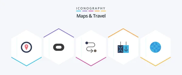 地图和旅行25平面图标包包括 — 图库矢量图片