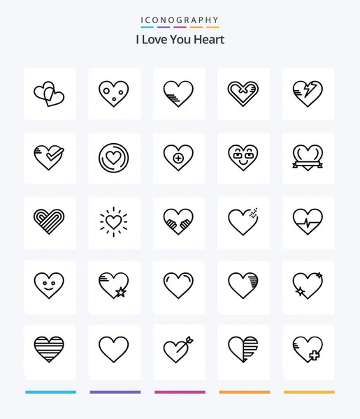 Creative Heart Outline Icon Pack Heart Love Care Healthcare — Stock Vector