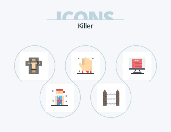 Killer Flat Icon Pack Icoon Ontwerp Eng Halloween Afluisterapparatuur Bloed — Stockvector