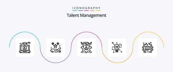 Talent Management Line Icon Pack Including Idea Bulb Present Configure — Stock Vector