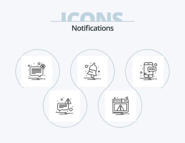 Notifications Line Icon Pack Icon Design Alarm Wireless Chat Wifi — Stock Vector
