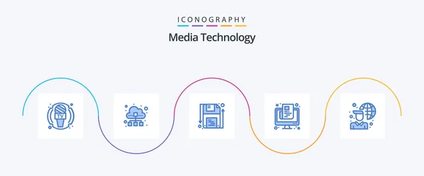 Media Technology Blue Icon Pack包括屏幕 — 图库矢量图片