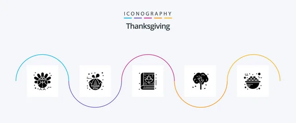 Thanksgiving Glyph Icon Pack Including Food Tree Autumn Thanksgiving Apple — Stockvektor