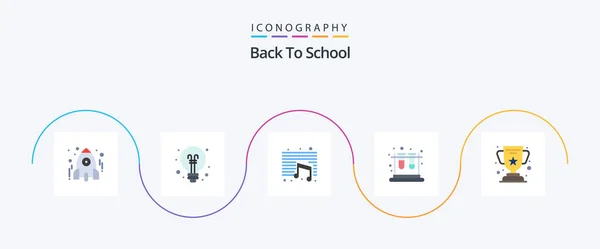 Back School Flat Icon Pack Including Achievement Test Back School — Stok Vektör
