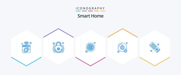 Smart Home Blue Icon Pack Including Remote Control Water Smart — Stockvektor