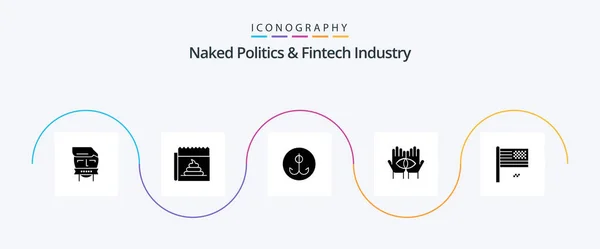 Naked Politics Fintech Industry Glyph Icon Pack Including Mystery Destiny — Vetor de Stock