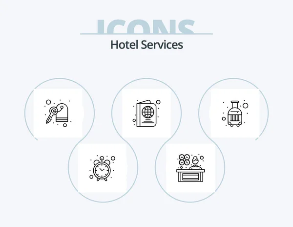 Hotel Services Line Icon Pack Icon Design Wifi Hotel Phone — Stock vektor
