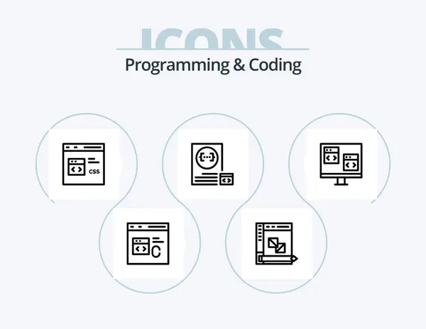 Programmeren Coderen Line Icoon Pack Icoon Design Coderen Ontwikkeling Dossier — Stockvector