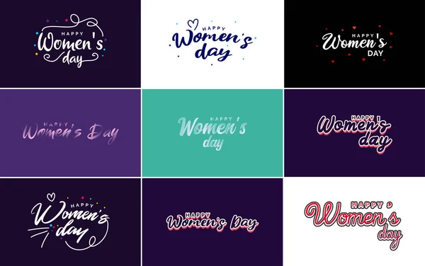 Abstract Happy Women Day Logo Love Vector Design Pink Purple —  Vetores de Stock