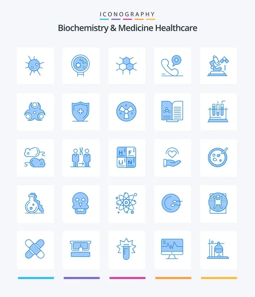 Creative Biochemistry Medicine Healthcare Blue Icon Pack Lab Microscope Structure — Stock Vector