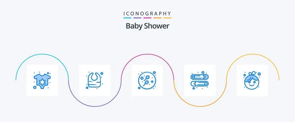 Baby Shower Blue Icon Pack Including Girl Sexual Child Pin — Image vectorielle
