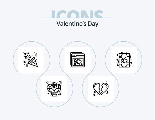 Valentines Day Line Icon Pack Icon Design Fly Underwear Briefcase — Stock Vector