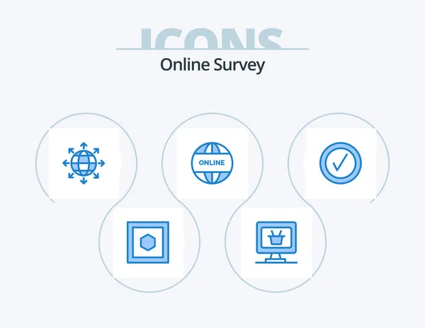 Online Survey Blue Icon Pack Icon Design Good Network Checked – stockvektor