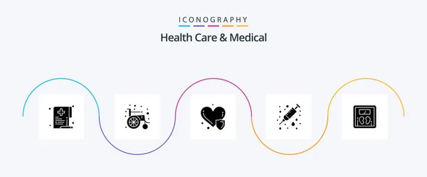 Health Care Medical Glyph Icon Pack Including Scale Needle Health — Archivo Imágenes Vectoriales
