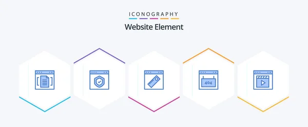 Website Element Blue Icon Pack Including Interface Browser Page Website — Stok Vektör