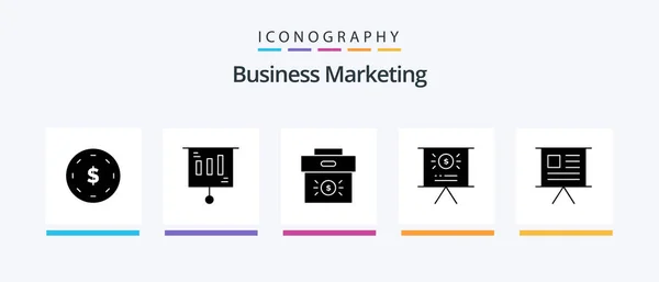 Business Marketing Glyph Icon Pack Including Presentation Business Sale Investment — ストックベクタ