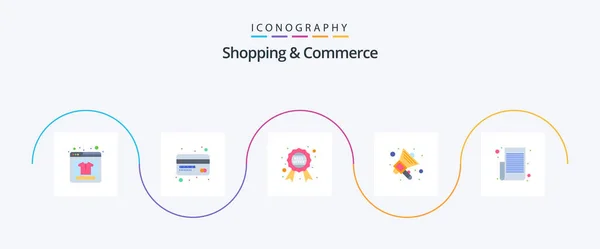Shopping Commerce Flat Icon Pack Including Text List Memo Guaranteed — Archivo Imágenes Vectoriales