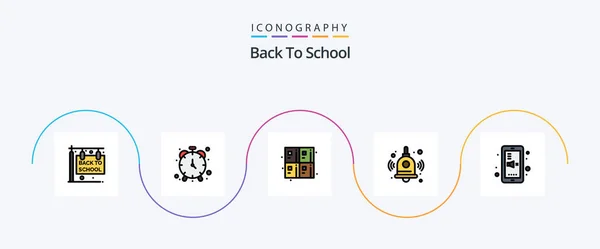 Back School Line Filled Flat Icon Pack Including Phone Back — Image vectorielle