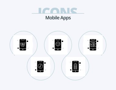 Mobile Apps Glyph Icon Pack 5 Icon Design. app. phone. smartphone. dating. online shopping