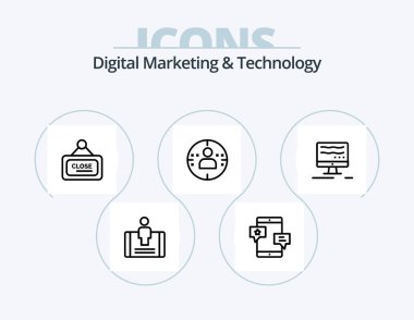 Digital Marketing And Technology Line Icon Pack 5 Icon Design. digital. plant. block. new. business