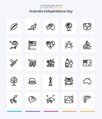 Creative Australia Independence Day 25 OutLine icon pack  Such As australia. country. australia. map. trave
