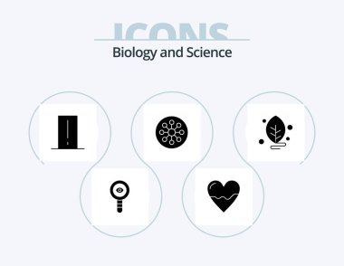 Biology Glyph Icon Pack 5 Icon Design. cell. atom. hospital. light mete. electronics