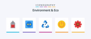 Environment And Eco Flat 5 Icon Pack Including environment. ecology. power. eco. garbage. Creative Icons Design