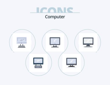 Computer Flat Icon Pack 5 Icon Design. .