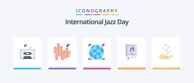 International Jazz Day Flat 5 Icon Pack Including rock. hand. multimedia. fist. music. Creative Icons Design