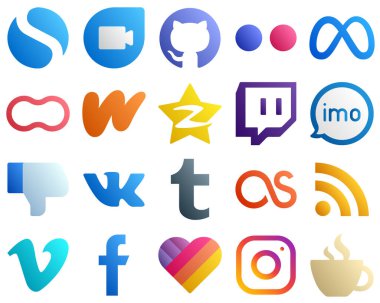 20 Modern Gradient Social Media Icons such as audio. twitch. mothers and qzone icons. Fully editable and versatile