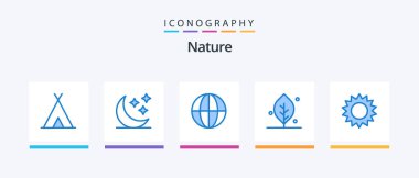 Nature Blue 5 Icon Pack Including garden. chamomile. earth. spring. leaf. Creative Icons Design