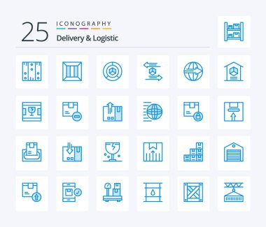 Delivery And Logistic 25 Blue Color icon pack including logistic. box. logistic. packing. graph