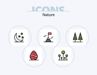 Nature Line Filled Icon Pack 5 Icon Design. . desert. sun. cactus. nature