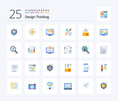 Design Thinking 25 Flat Color icon pack including thinking. design. thinking. creative. graphic