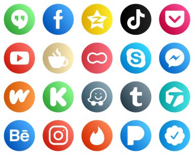 20 Simple Social Media Icons such as caffeine. douyin. video and pocket icons. High resolution and editable