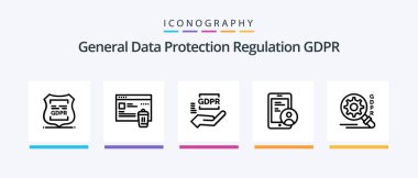 Gdpr Line 5 Icon Pack Including protection. data. financial. law. euro. Creative Icons Design
