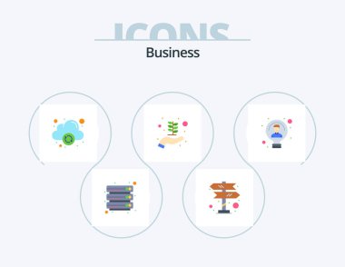 Business Flat Icon Pack 5 Icon Design. person. idea. cloud. bulb. growth
