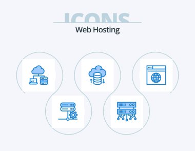 Web Hosting Blue Icon Pack 5 Icon Design. . server. network. network. hosting network
