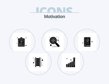 Motivation Glyph Icon Pack 5 Icon Design. business. agenda. copy. target. focus