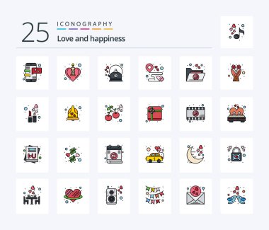 Love 25 Line Filled icon pack including party. love. brew. location. pot